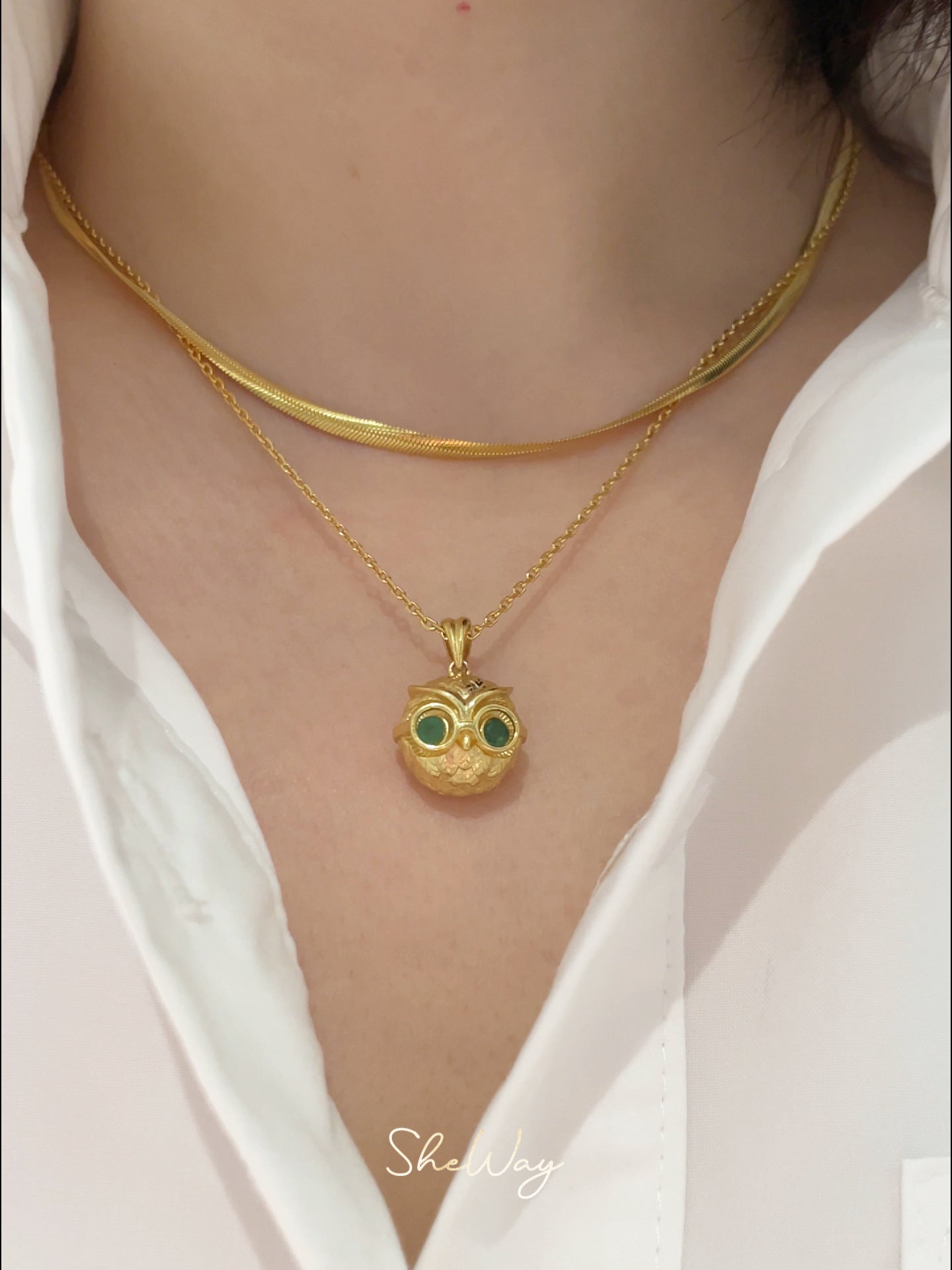 Owl Emerald Necklace