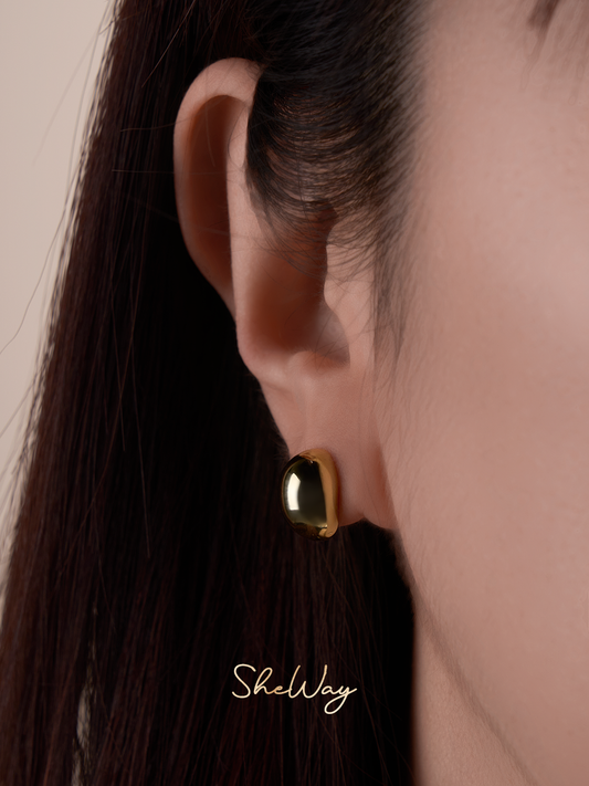 Golden Bean Stud earrings