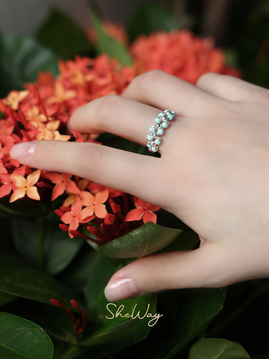 Turquoise Braided Silver Ring