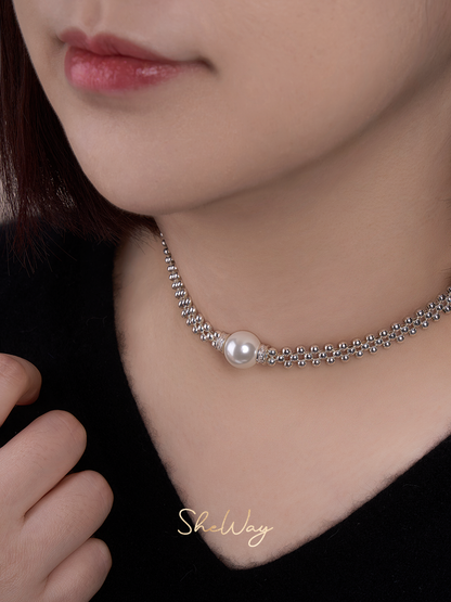 Lace Braided Pearl Choker