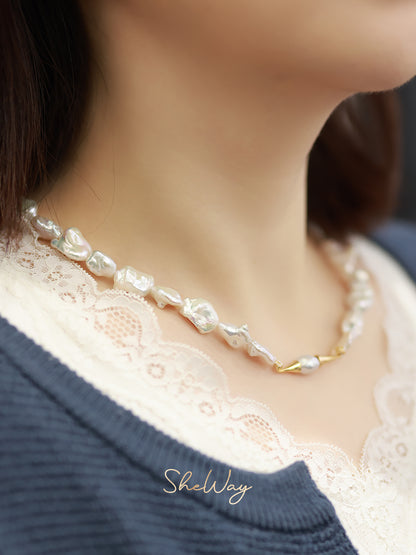 Scroll Baroque Pearl Necklace