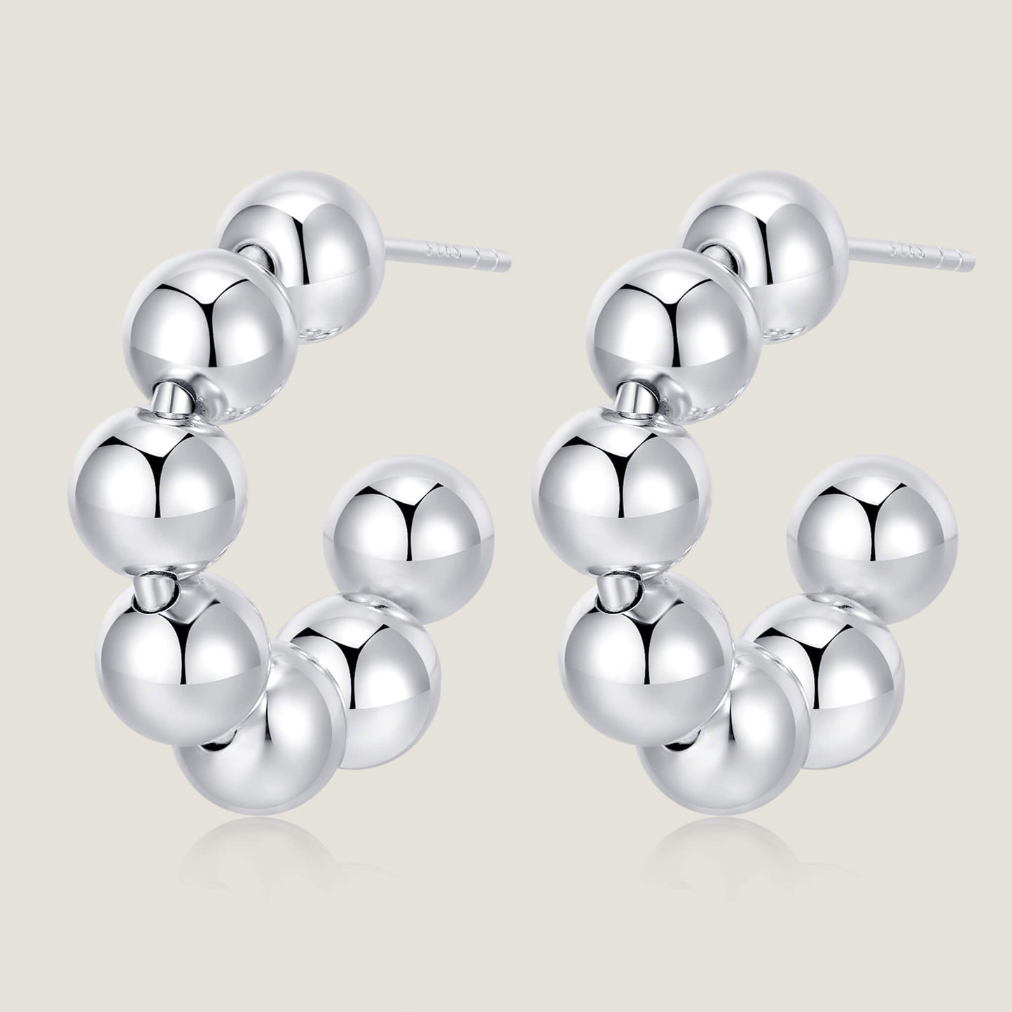 Silver Beads Circle Stud Earrings-SheWay Jewelry