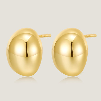 Golden Bean Stud earrings-SheWay Jewelry