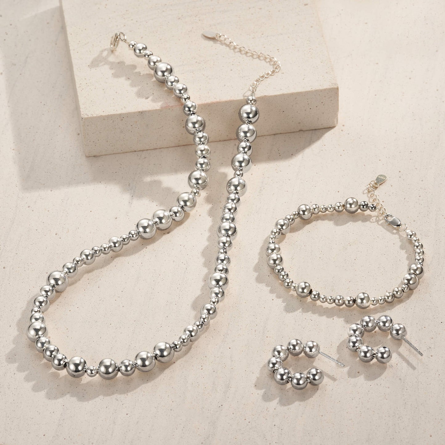 Silver Beads Set-SheWay Jewelry