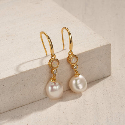 Opal Pearl Drop Earrings-SheWay Jewelry