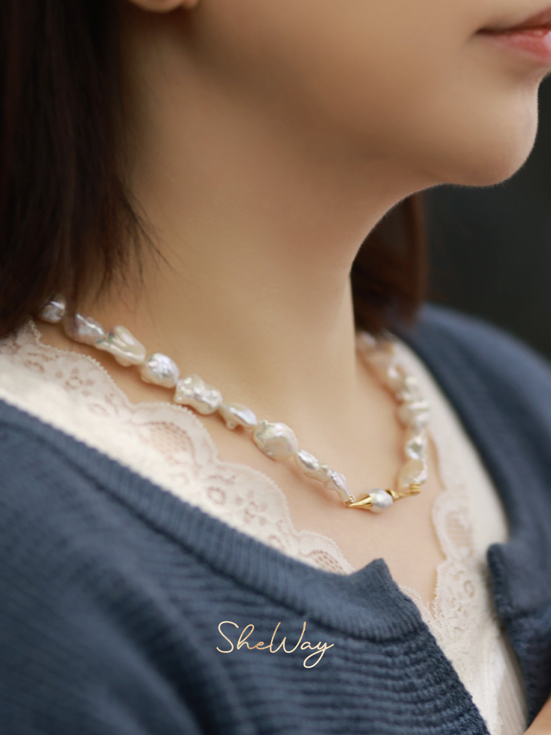 Scroll Baroque Pearl Necklace