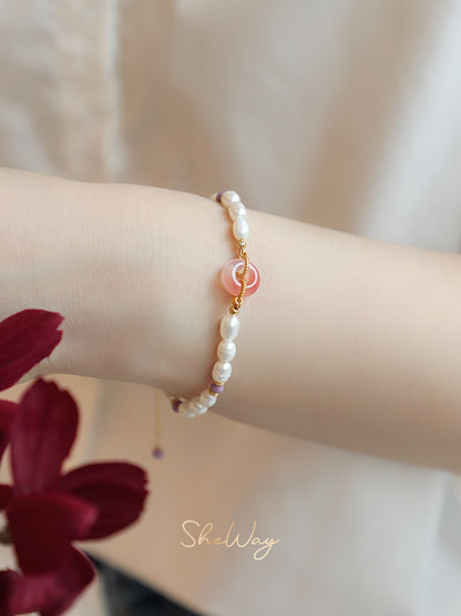 'Jade Lucky Coin' Pearl Bracelet