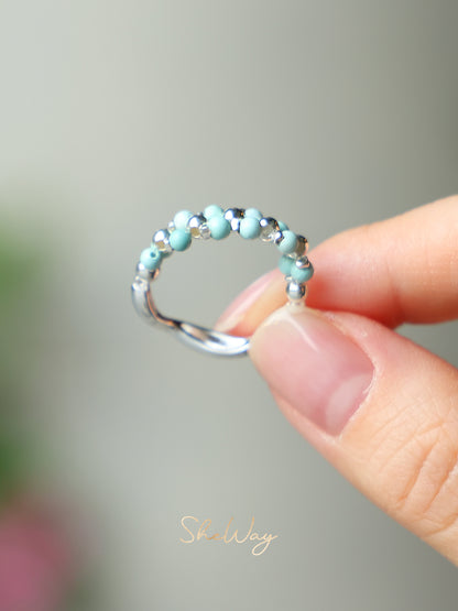 Turquoise Braided Silver Ring