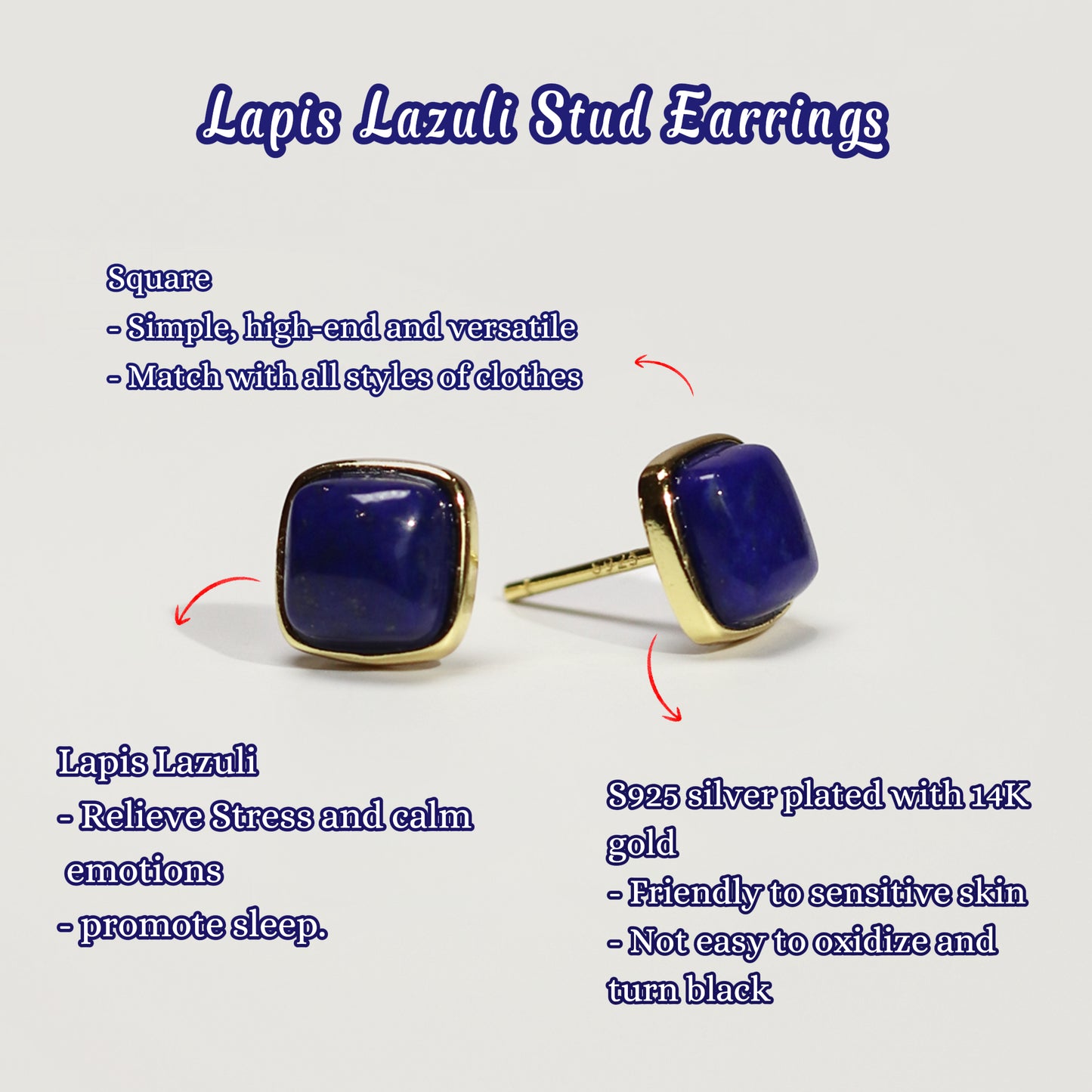 Lapis Lazuli Stud Earrings