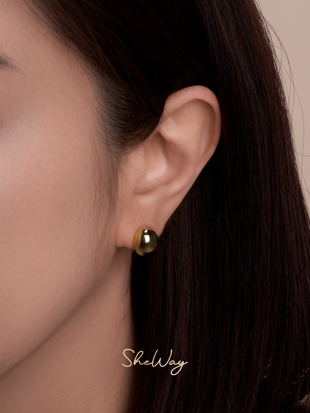 Golden Bean Stud earrings