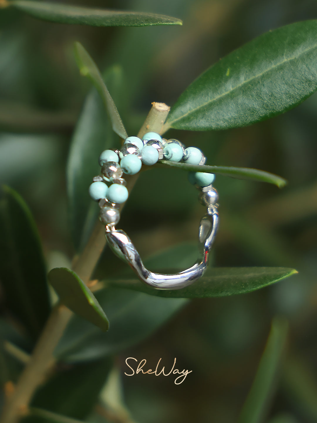 Turquoise Braided Silver Ring