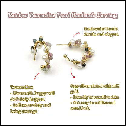 Handmade Tourmaline Pearl Earrings