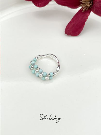 Turquoise Braided Silver Ring