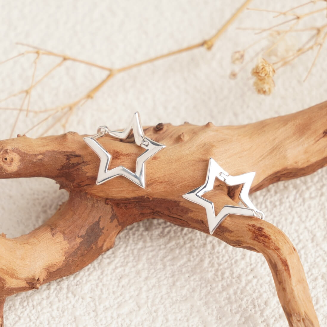 Star Hoop Earrings-SheWay Jewelry