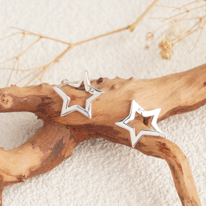 Star Hoop Earrings-SheWay Jewelry