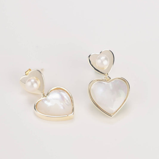 Mother of Pearl Heart Earrings-SheWay Jewelry