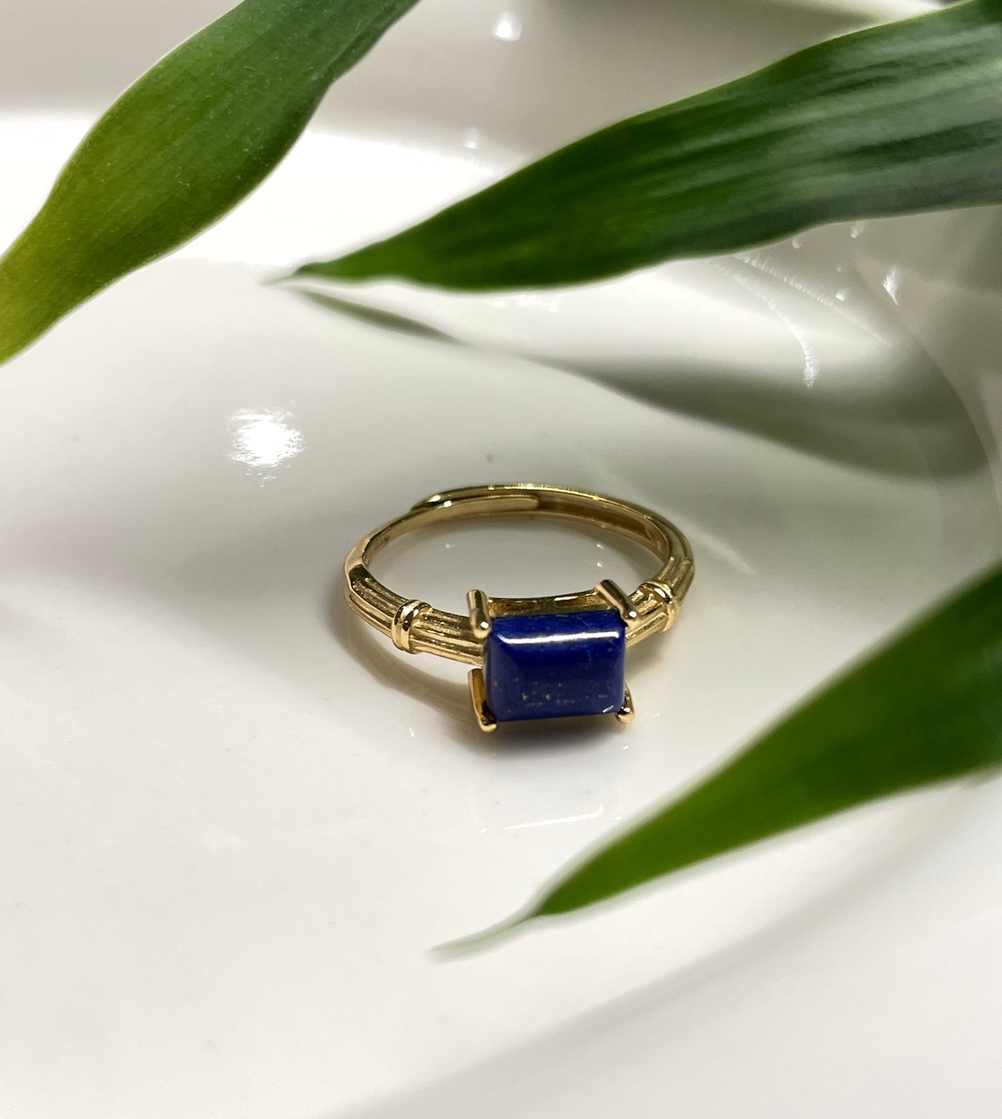 Lapis Lazuli Bamboo Ring