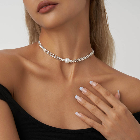 Lace Braided Pearl Choker